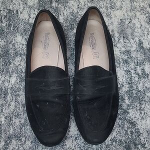 Women's Black Venettini Suede Penny Loafers